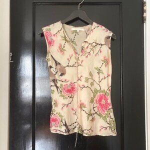 Erica Tanov Lovebird print Silk Top